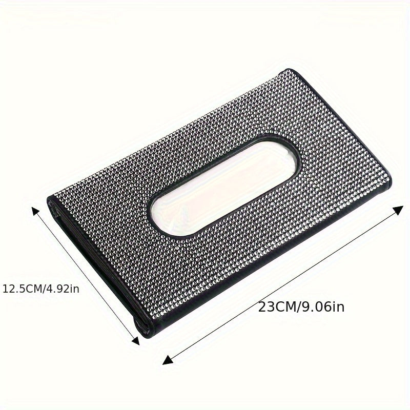 Car Interior Decor Rhinestone Sun Visor Tissue Box Storage Bag Glitter
