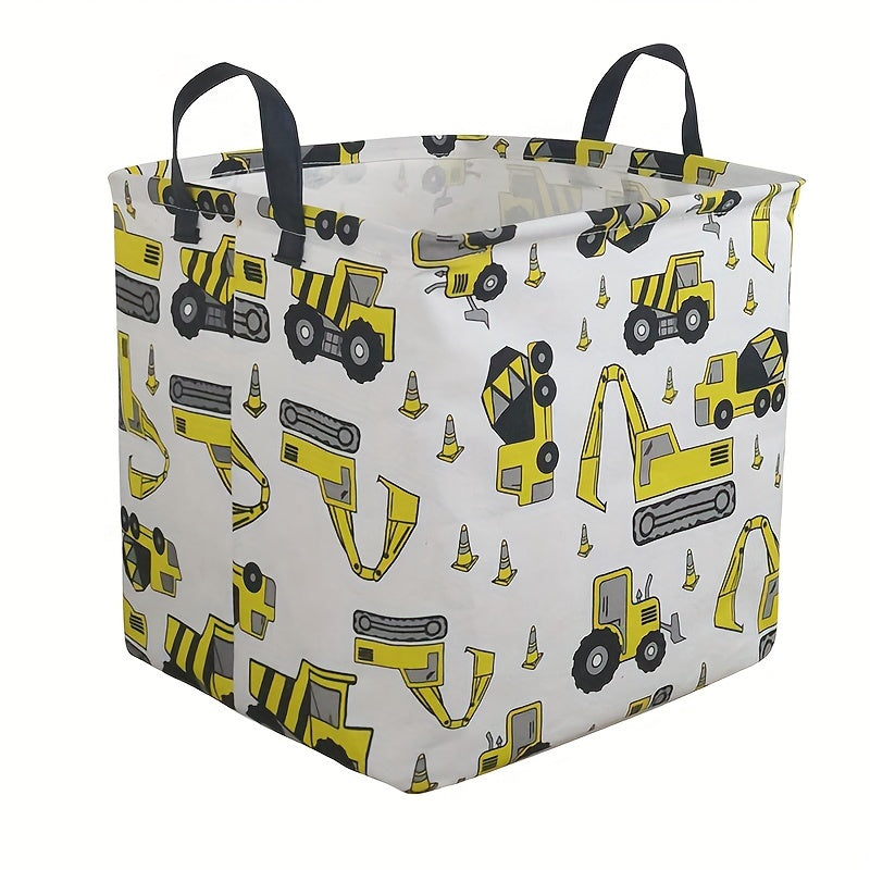 Foldable Canvas Laundry Basket with Waterproof Coating for Clothes and Toys, Large Storage