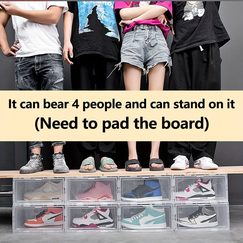 Clear Plastic Shoe Storage Boxes 6-Pack with Flip Top Closure for Sneakers and Athletic Shoes