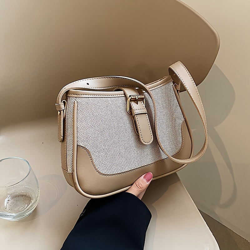 Женская сумка через плечо из синтетической кожи с регулируемым ремнем и застежкой на молнии. Универсальная сумка для покупок и отдыха. Элегантный аксессуар с аккуратной строчкой.