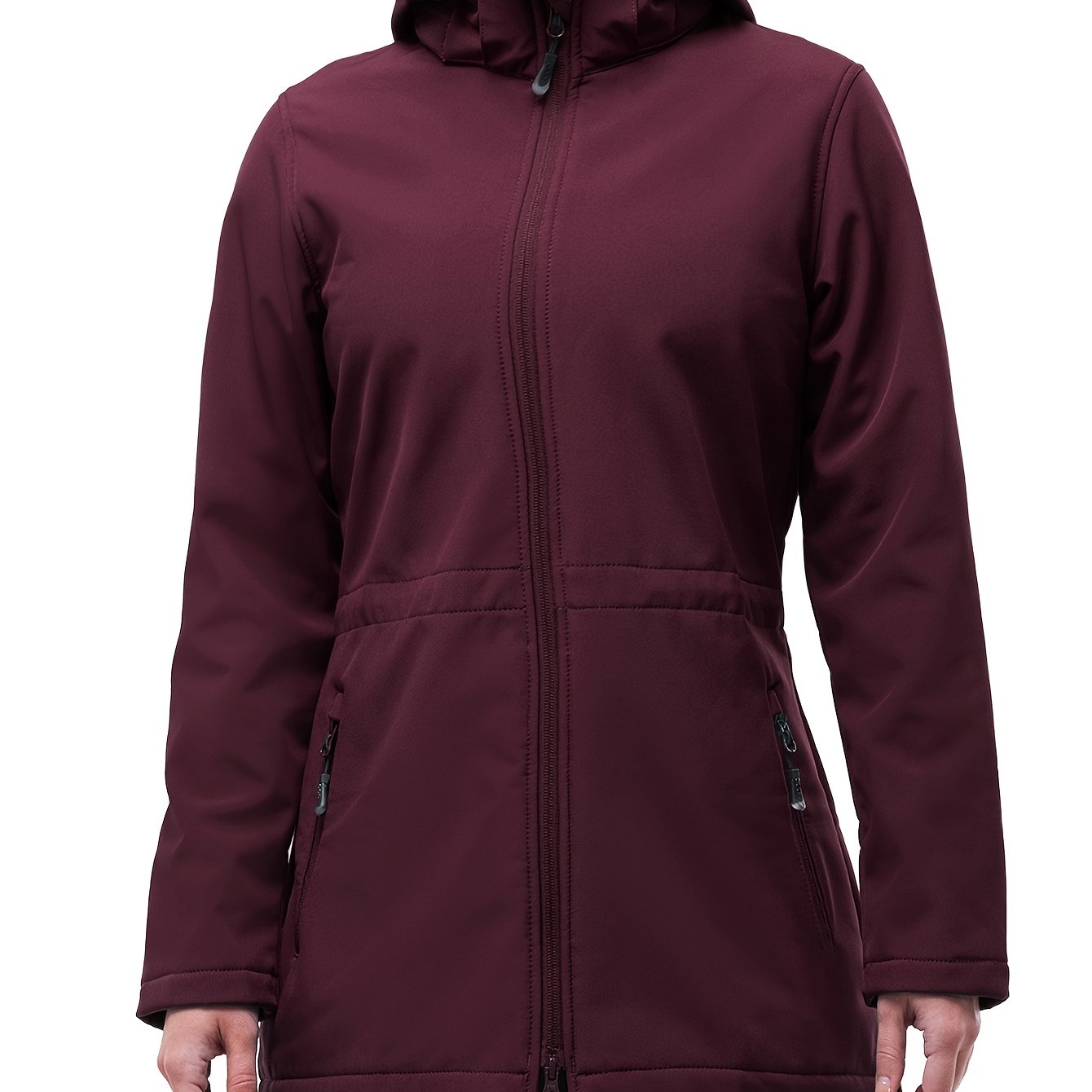 Women's Waterproof Softshell Jacket Hooded Fleece Lined Windproof Solid Color Fall Winter
