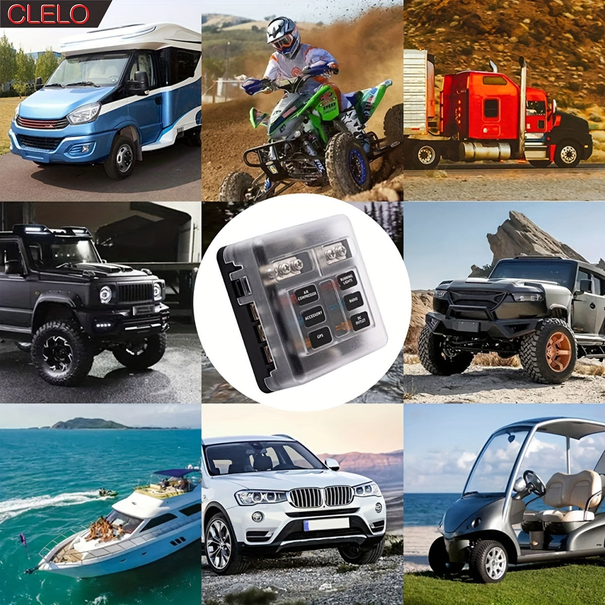 Panel de caja de fusibles marinos, distribución de energía de 6/12 vías, a prueba de agua, eléctrica marina