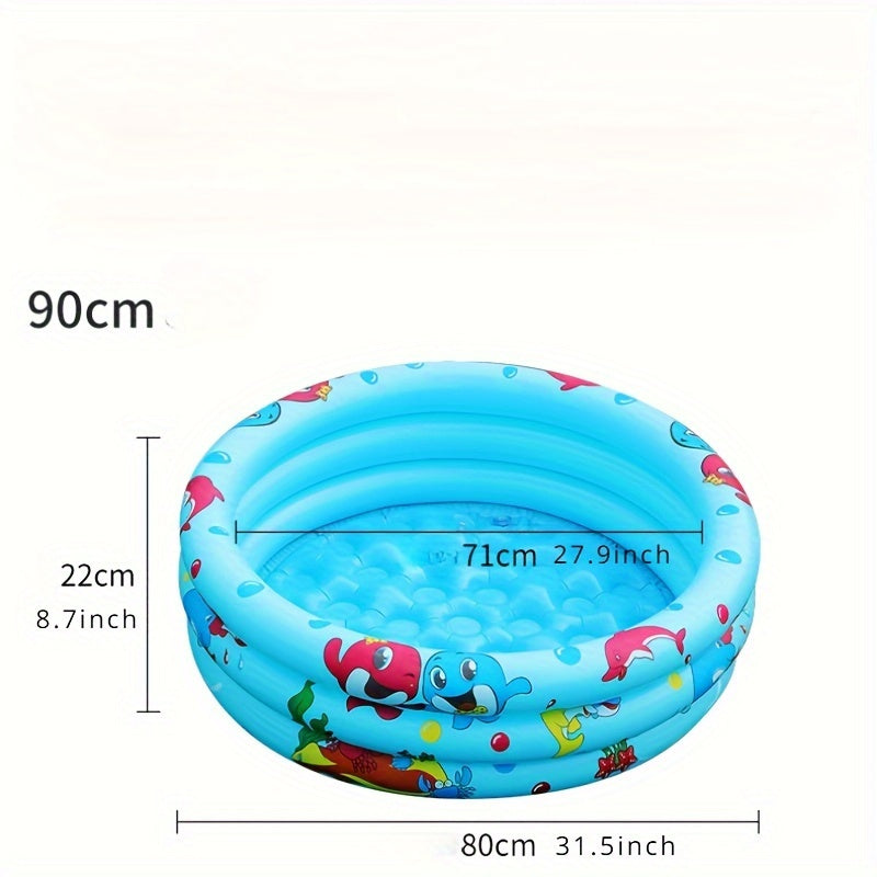 Children's Blue PVC Inflatable Round Pool with Accessories for Ages 3+