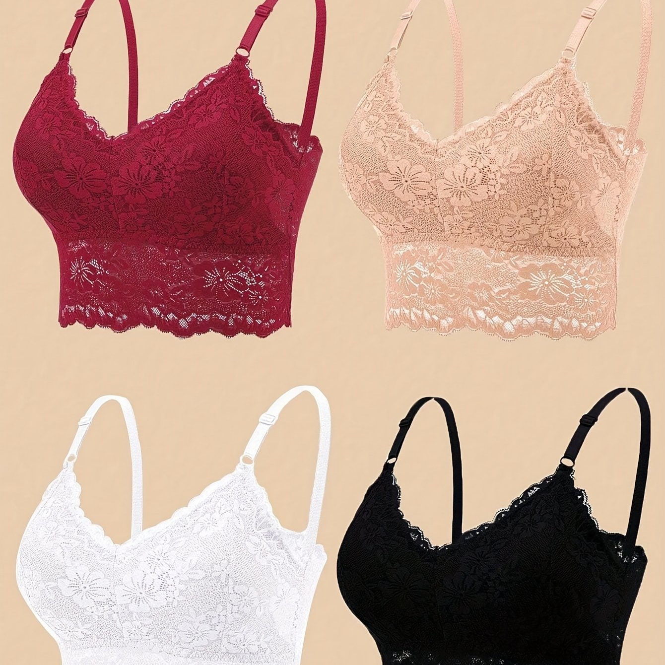 Women's Lace Wireless Bras Seamless Hollow Out Lingerie