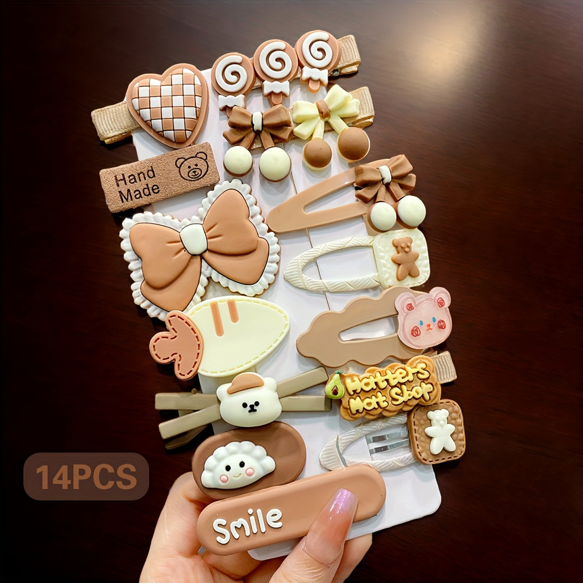 14 ta jigarrang kamon soch qisqichlari