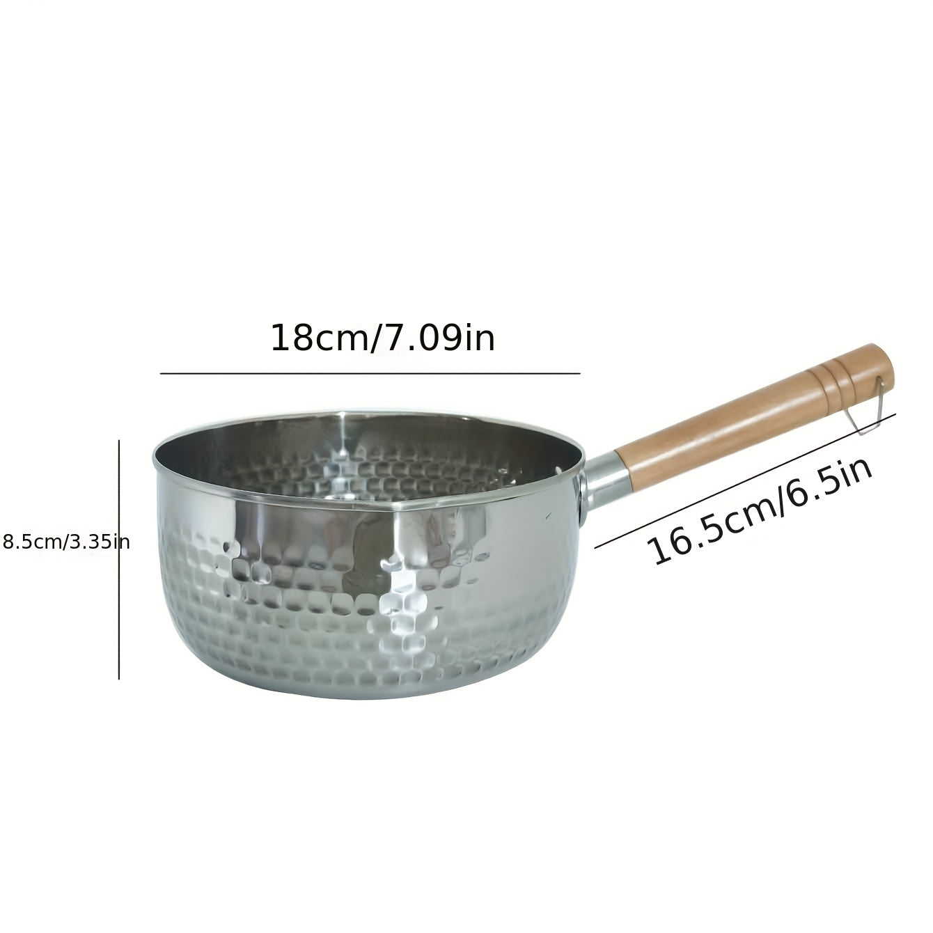 Cazo de acero inoxidable 2L compatible con inducción con tapa de madera para cocinar