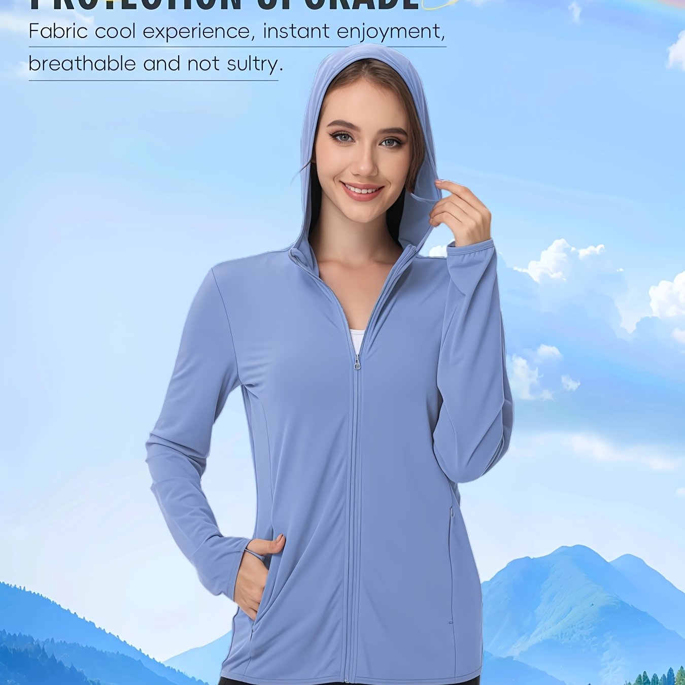 Plus Size Women's Lightweight Breathable Hooded Jacket for Outdoor Activities