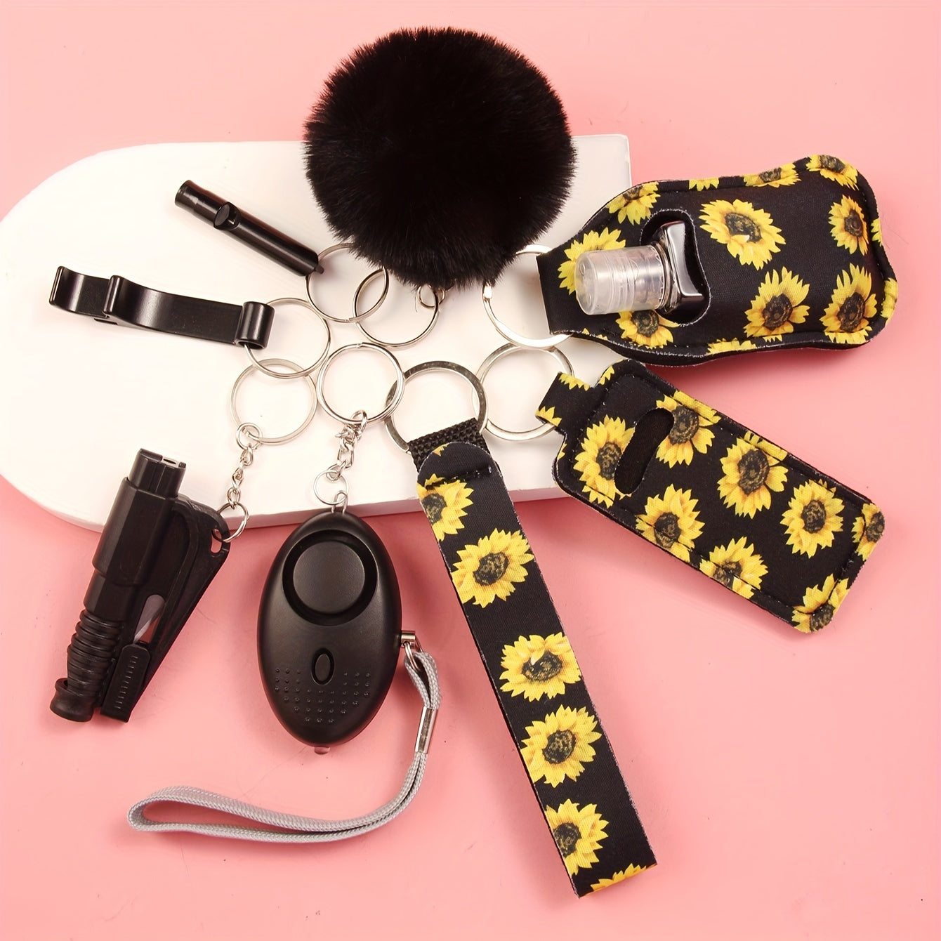 Set of 8 Survival Tools Including Personal Alarm Mini Window Breaker and Whistle in Durable Zinc Alloy