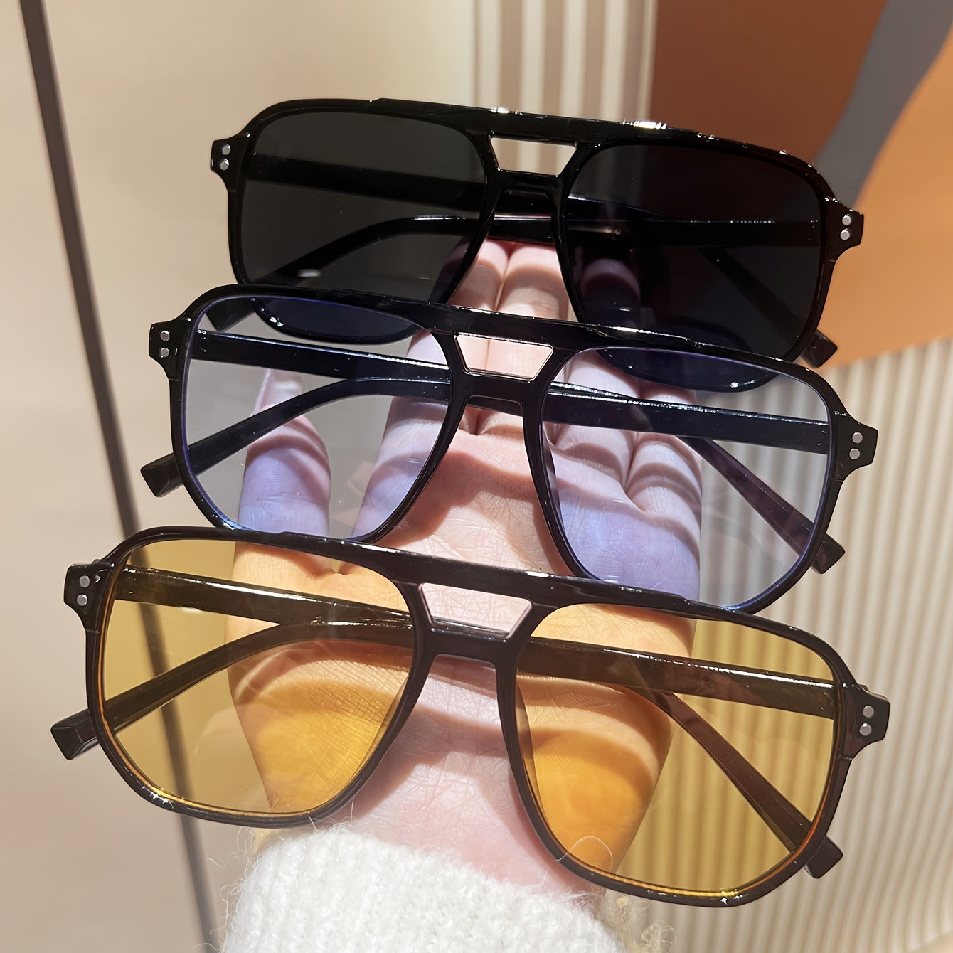 Две пары ретро-стильных очков для мужчин и женщин, большие солнцезащитные очки с антибликовым покрытием для вождения, отдыха на пляже и путешествий