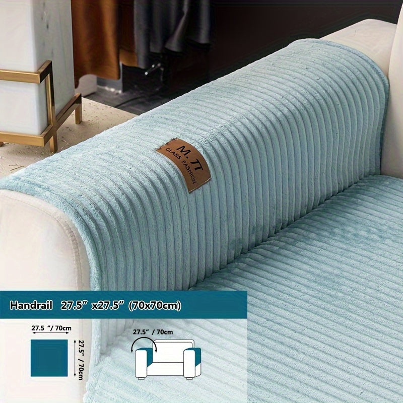 Плюшевый чехол на диван, толстый, теплый, зимний, противоскользящий, современный, дружелюбный к питомцам, для гостиной, спальни, офиса