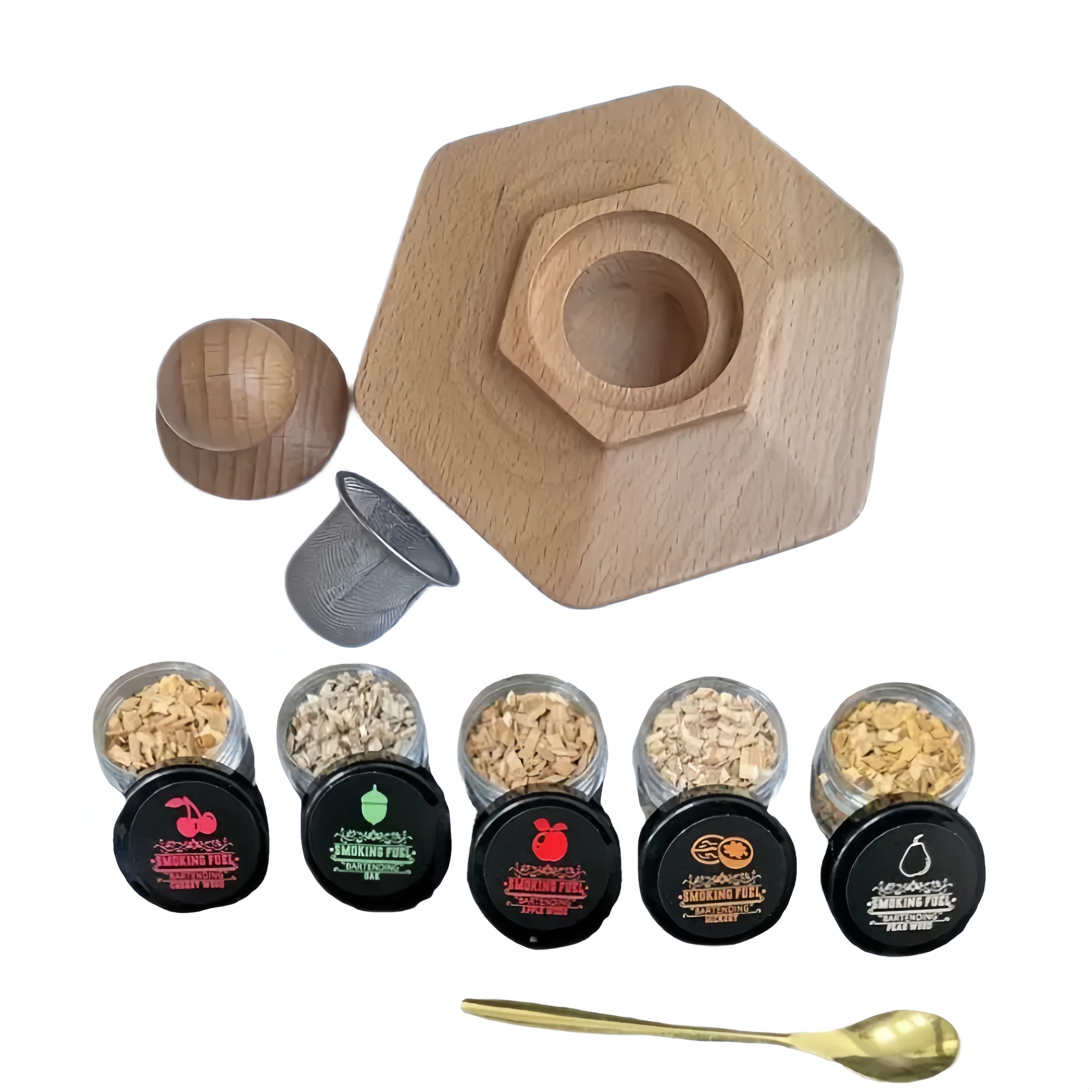 Cocktail Smoking Kit with 6 Wood Chip Soakers for Whiskey Enthusiasts