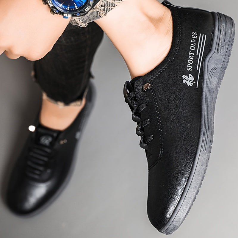 Men's Casual Business Sneakers Solid Color Slip-On Shoes Pointed Toe Rubber Sole