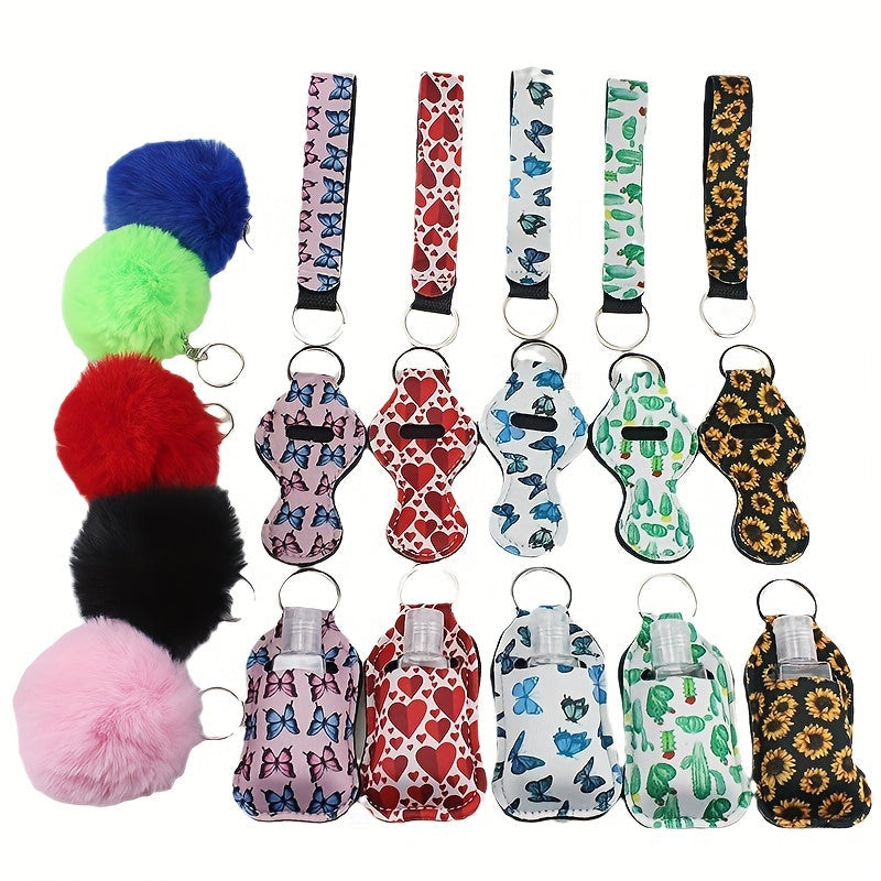 25-Piece Lipstick Holder Keychain Set with Sanitizer Bottle Bag and Rope
