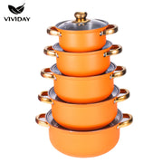 Stainless Steel Induction Cookware Set 10 Pieces with Glass Lids, Nonstick, Suitable for All Stovetops