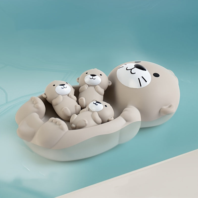 Kids Bath Toy Set with Floating Otter and Water Play Animals Gray