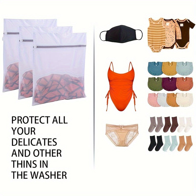 Juego de 4 bolsas de malla grandes con cremallera para ropa delicada, calcetines, ropa interior y organización de viajes