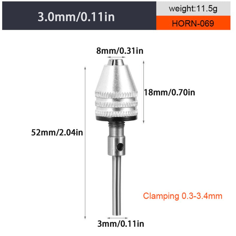 Mini Keyless Drill Chuck 0.3-8mm Self-Tighten Electric Drill Bits Adapter
