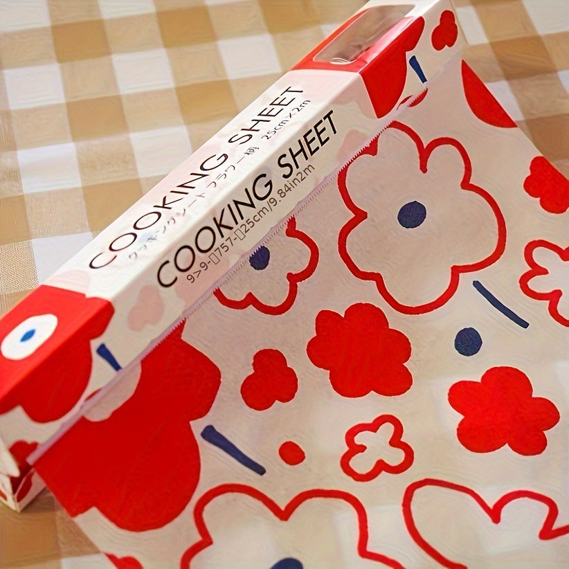 Patterned Wax Paper Sheets for Baking and Food Wrapping, Grease-Resistant, 1 Roll