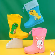 Kids' Waterproof PVC Mid-Calf Cartoon Rain Boots for Boys and Girls