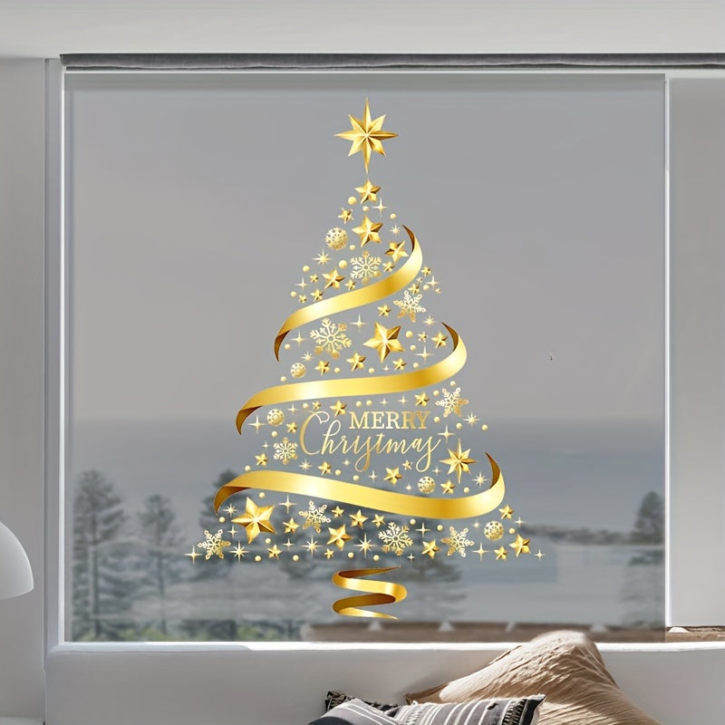 Festive Glass Wall Decal Christmas Tree Sticker No Bulbs or Electricity