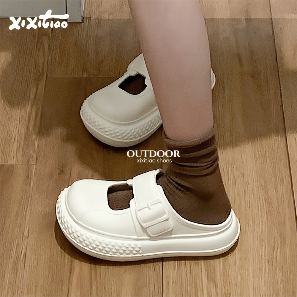 Women's Slip-On Platform Sandals EVA Sole Casual Shoes Wide Feet Black Beige Green White