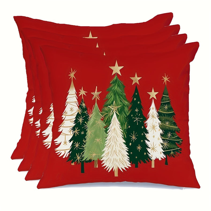 Christmas Tree Star Throw Pillow Cover 1 or 2 Pieces Modern Polyester Zipper Washable