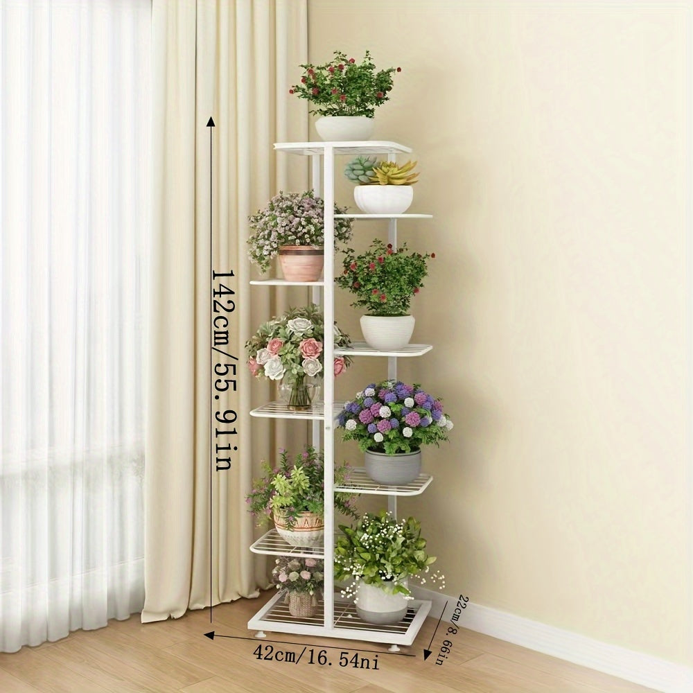 Multi-Layer Metal Flower Pot Rack for Living Room and Balcony Holds 9 Plants