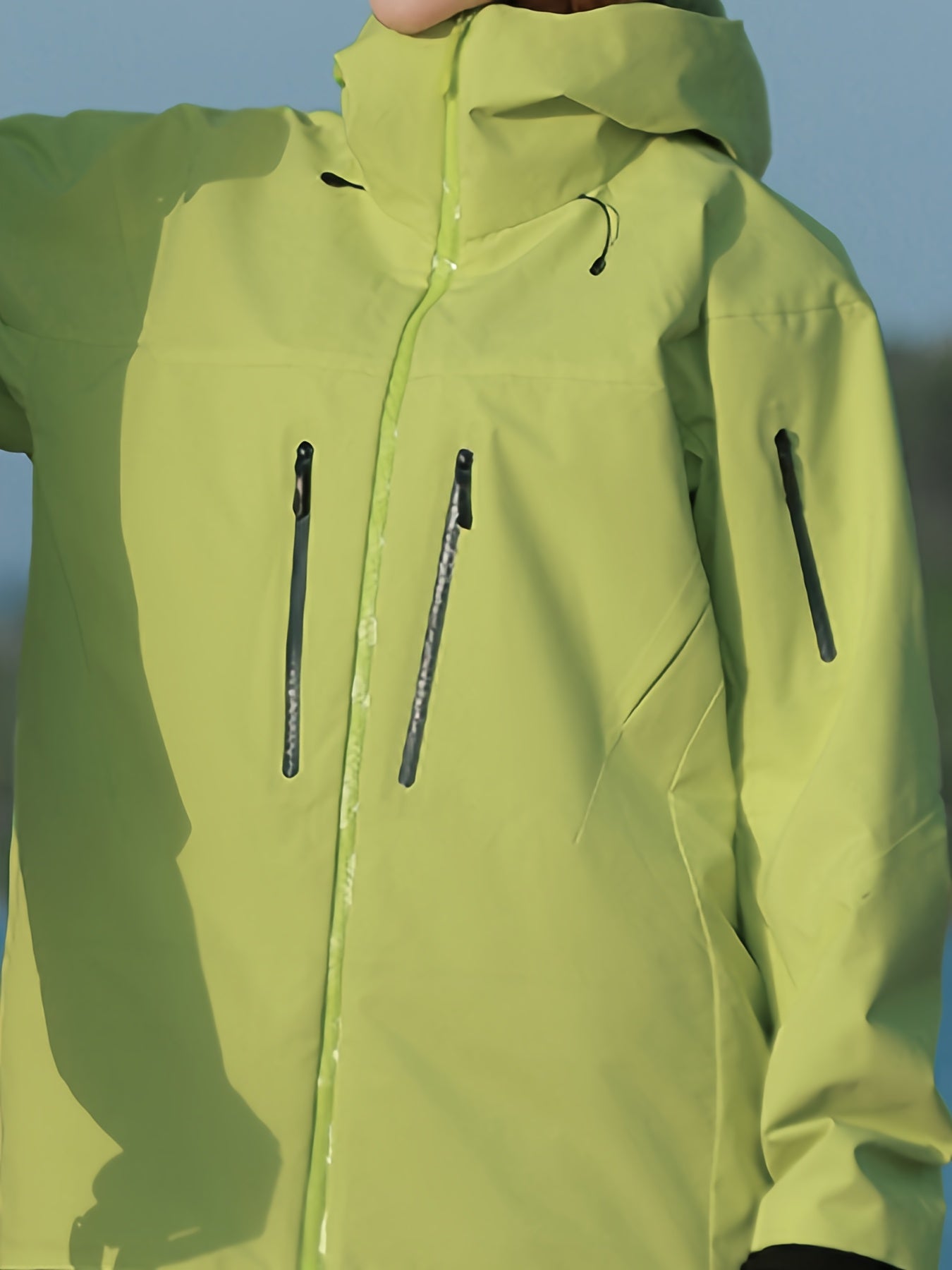 Women's Yellow Hooded Winter Jacket with Zippered Pockets and Drawstring