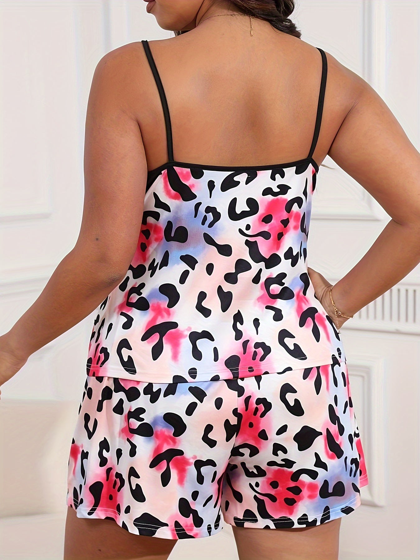 Women's Tie-Dye Suspender Vest and Shorts Pajama Set Lounge Sleepwear