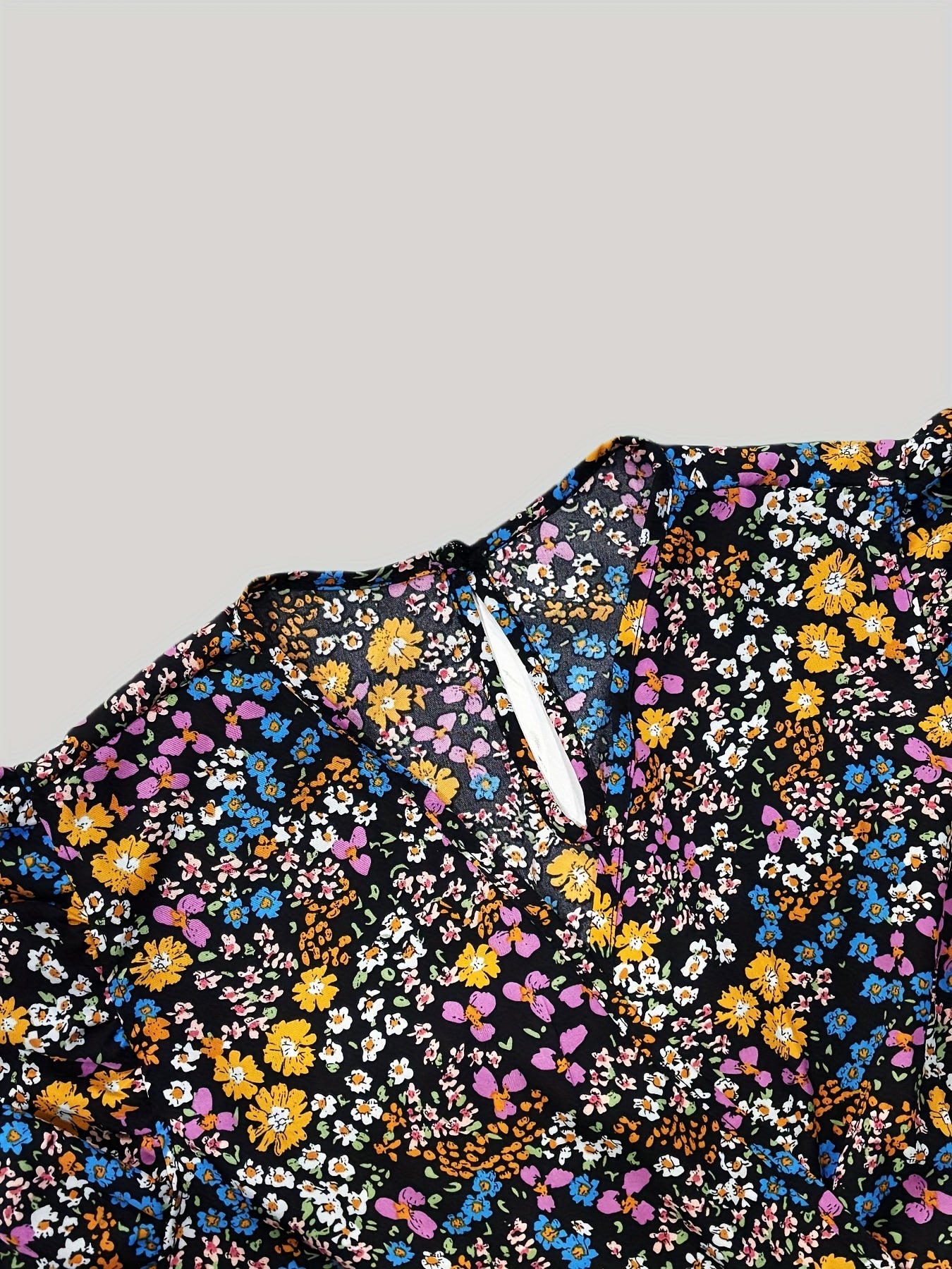 Mono de mujer talla grande con estampado bohemio floral, escote en V, transpirable, elástico y para todas las estaciones