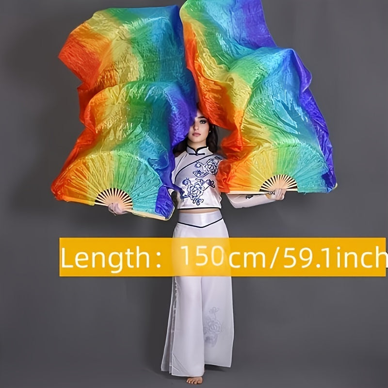 Large Rainbow Folding Fan for Festivals and Parties Colorful Handheld Accessory