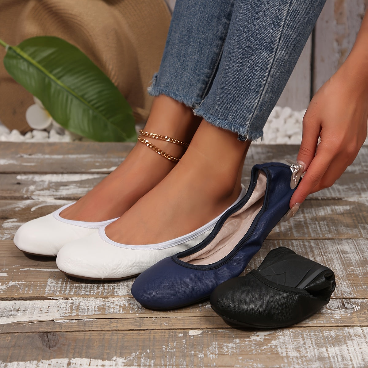 Zapatos de ballet para mujer flexibles antideslizantes sin cordones en blanco, negro, navy y gris