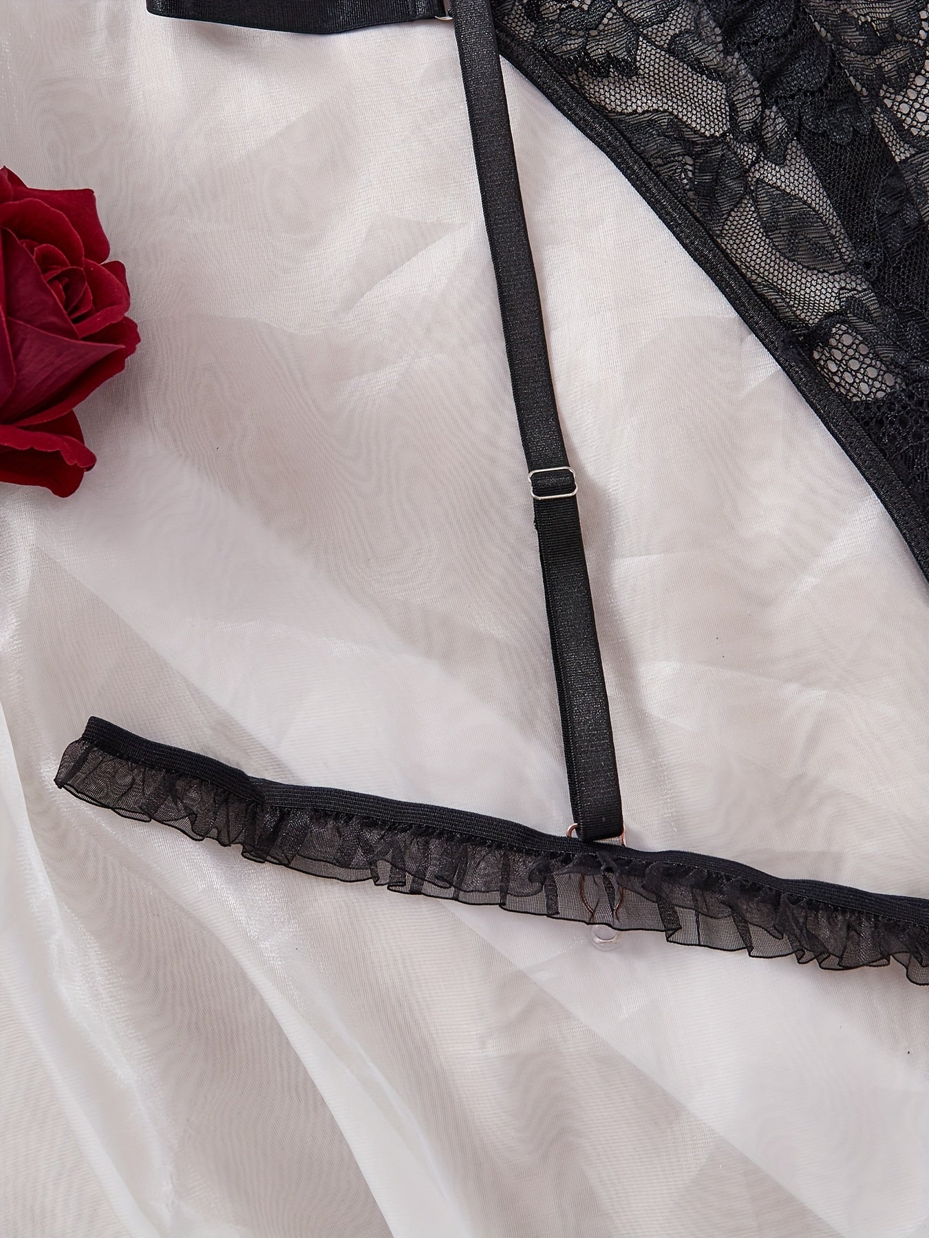 Women's Lace Satin Lingerie Set with Bra and Panty