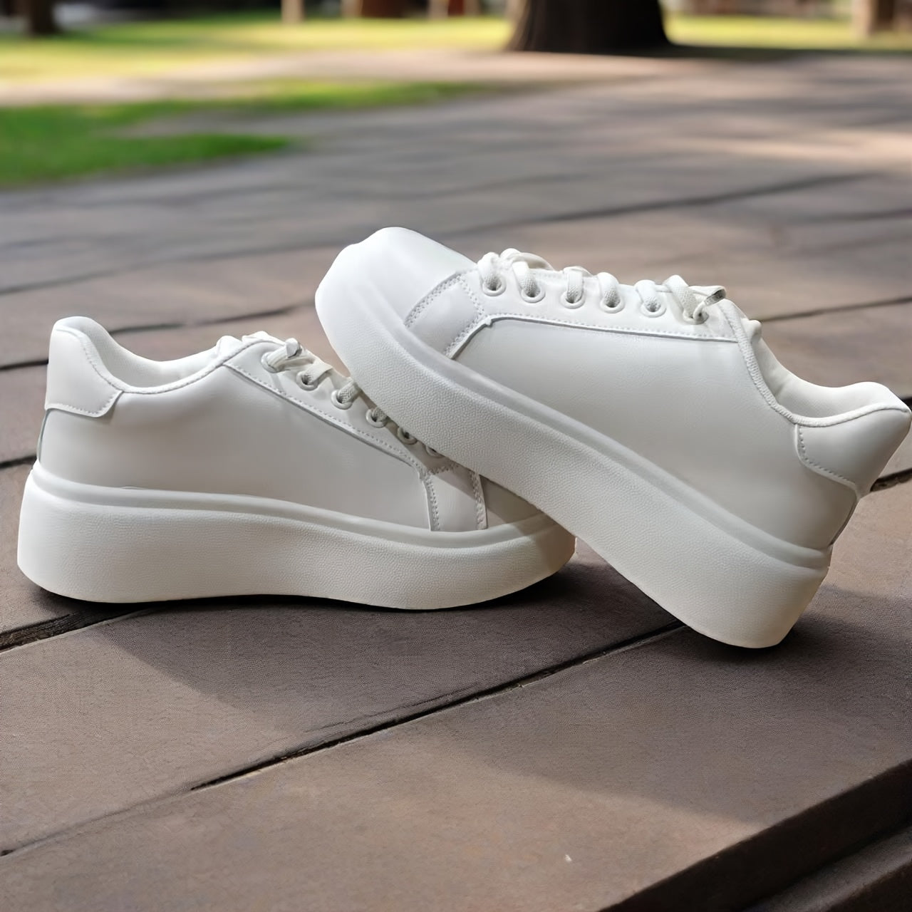 Zapatillas de plataforma transpirables para mujer con suela suave, zapatos casuales para todas las estaciones, blanco