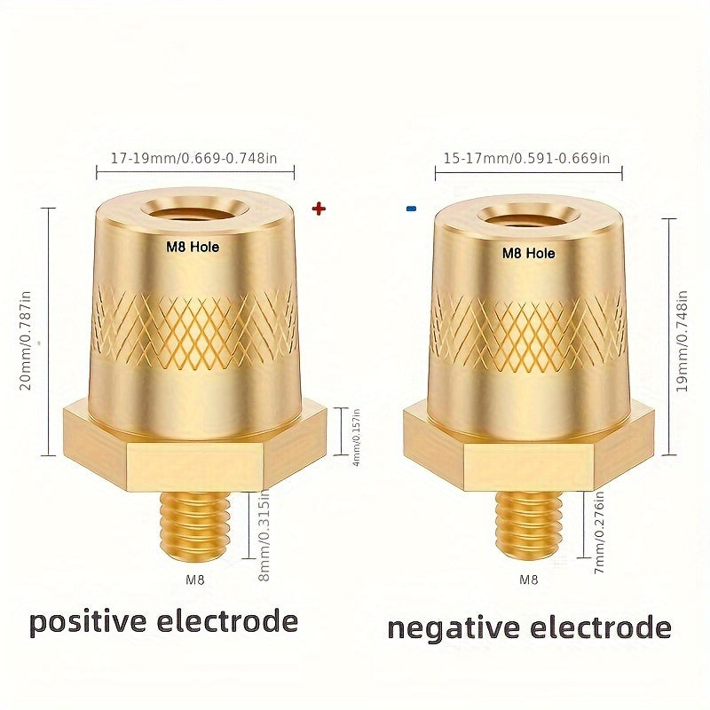 2PCS Copper Battery Terminal Connectors M8 Hex Stud for Car Lithium Lead-Acid Batteries
