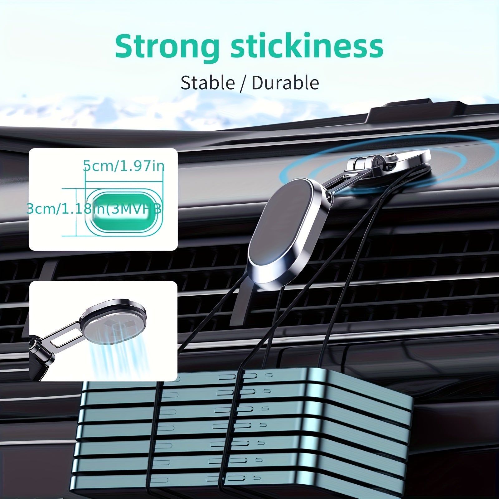 Universal Magnetic Car Phone Mount Zinc Alloy 360° Rotating Dashboard Holder