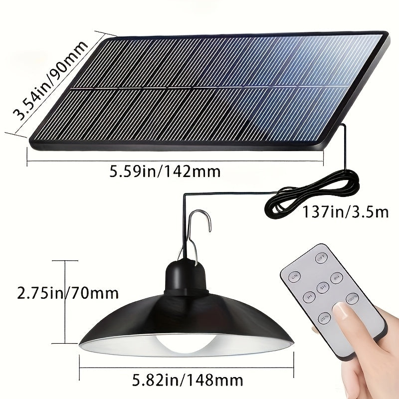 Lámpara colgante solar de doble cabeza, araña con control remoto, uso en interiores y exteriores