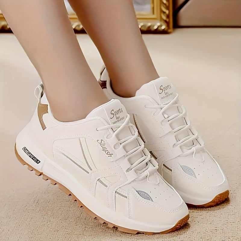 Women's Casual Sports Sneakers All-Season Breathable Lace-Up Mid-Top Shoes