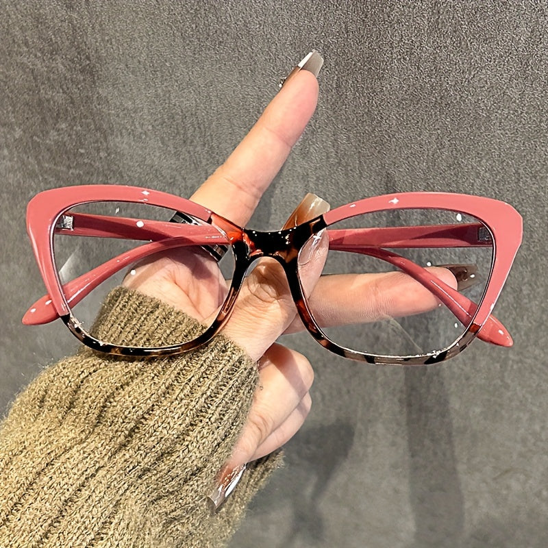 Women Cat Eye Glasses with Clear Lenses Y2K Style Acetate Anti-Blue Light Computer Eyewear