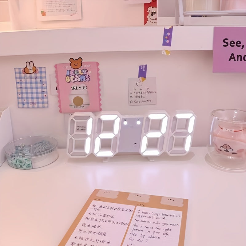 USB-Powered LED Wall Clock with Adjustable Brightness for Bedroom Office Dorm