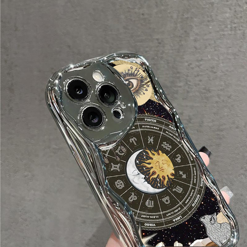Celestial Zodiac Electroplated Cream Phone Case for iPhone Shock-Resistant and Fashionable