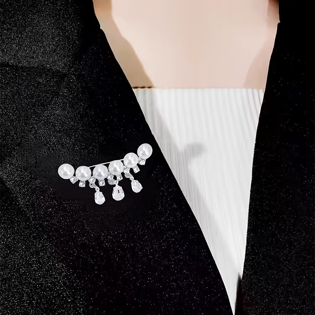 Женские броши с жемчужными стразами и цирконием с дизайном водяной капли и кисточкой