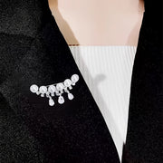 Женские броши с жемчужными стразами и цирконием с дизайном водяной капли и кисточкой