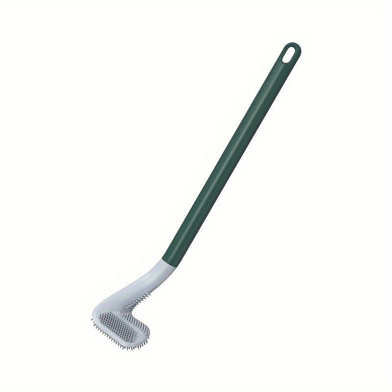 Rotating Silicone Toilet Brush with Long Handle Wall Mount Medium Firmness