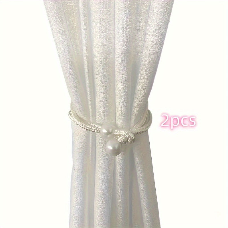 Decorative Curtain Binding Rope with Pearl Accents, 1 or 2 Pieces, Elegant Window Accessory