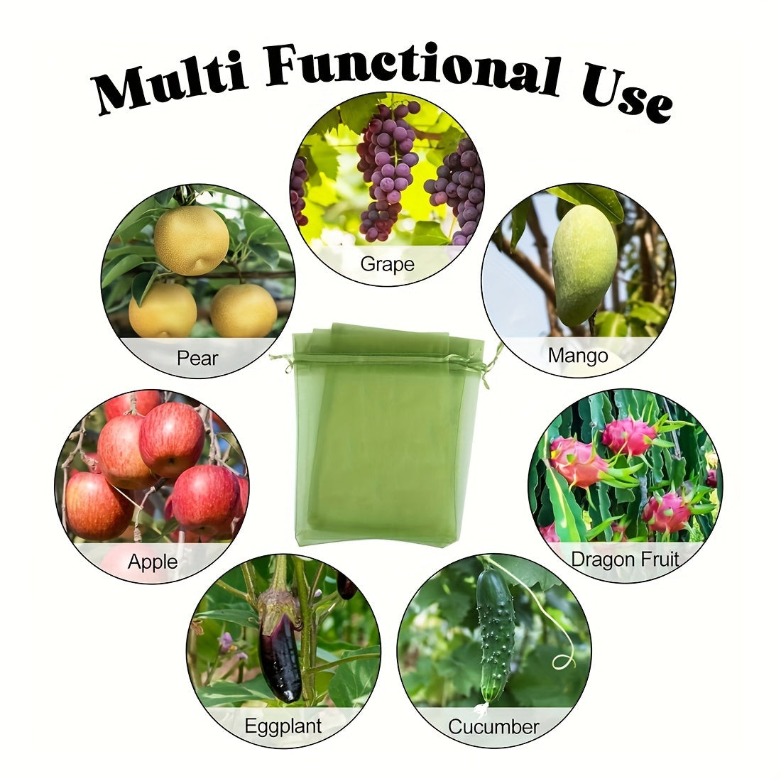 100 Reusable Mesh Fruit and Vegetable Protection Bags 20x30cm Garden Pest Barrier