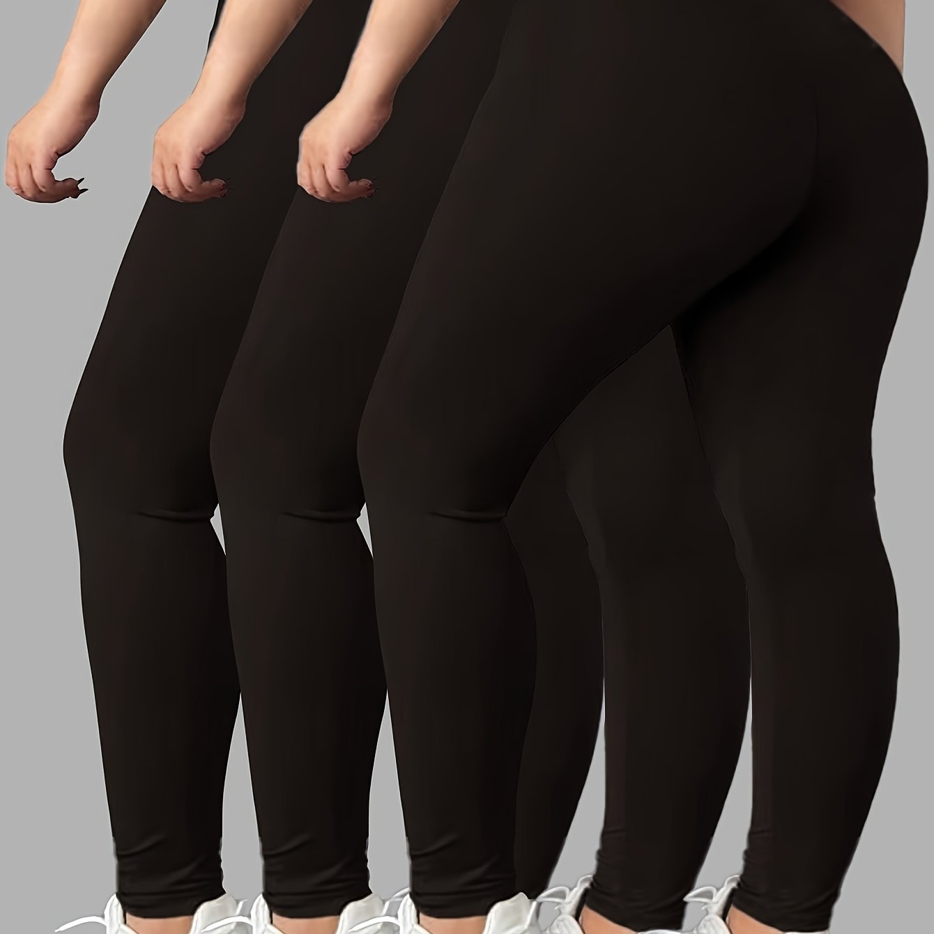 Women High-Waist Yoga Leggings Solid Color Stretchy Butt-Lifting Workout Tights