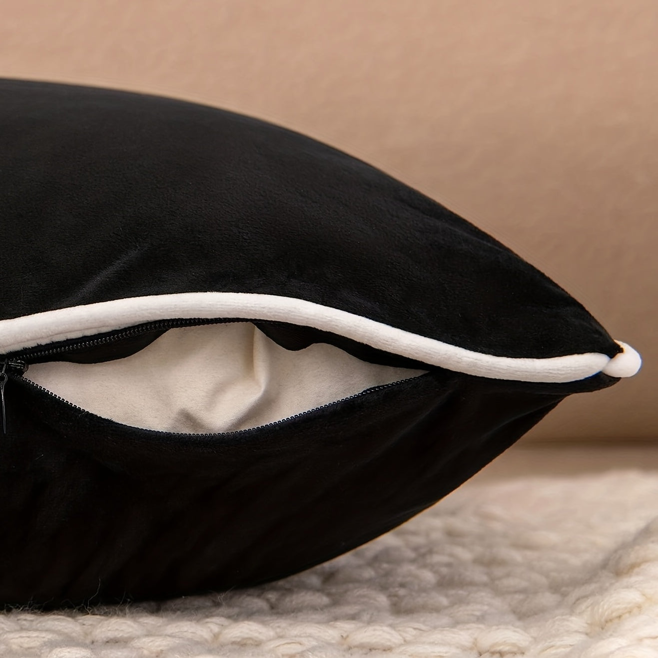 Black Square and Rectangle Pillowcase Solid Color Fabric for Living Room or Bedroom