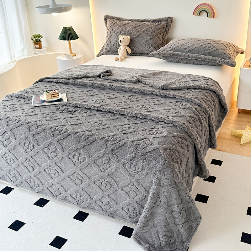 Taffeta Meadow Jacquard Blanket with Three Leaf Design Multipurpose Throw Quilt