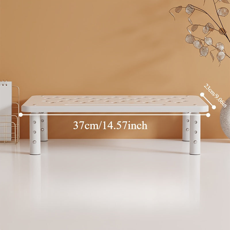 Carbon Steel Monitor Stand with Adjustable Height and Storage Shelf for Office Desk